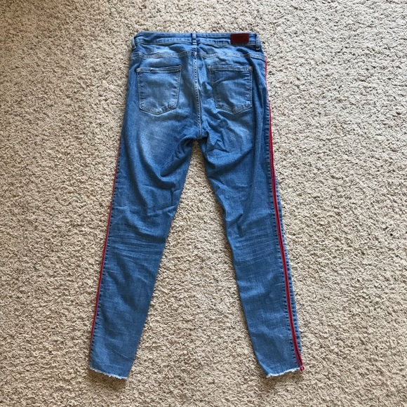 Zara Z1975 Skinny Ankle Jeans w/ Red Stripe Detail - Picture 4 of 5